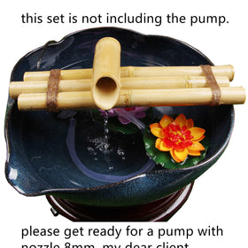 Foci Cozi fountain on container edge enhances indoor or outdoor decor.