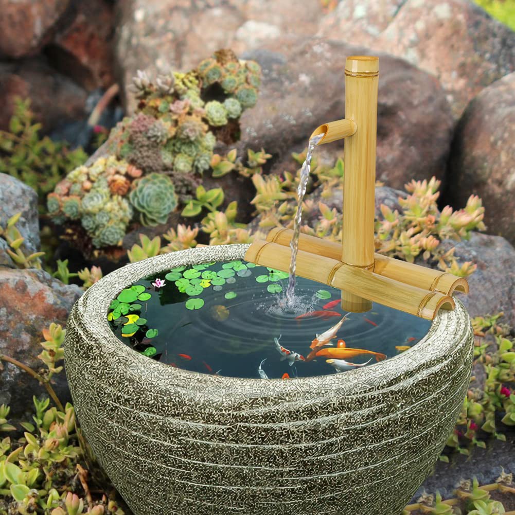 Foci Cozi bamboo fountain ideal for patio or garden Zen setups.