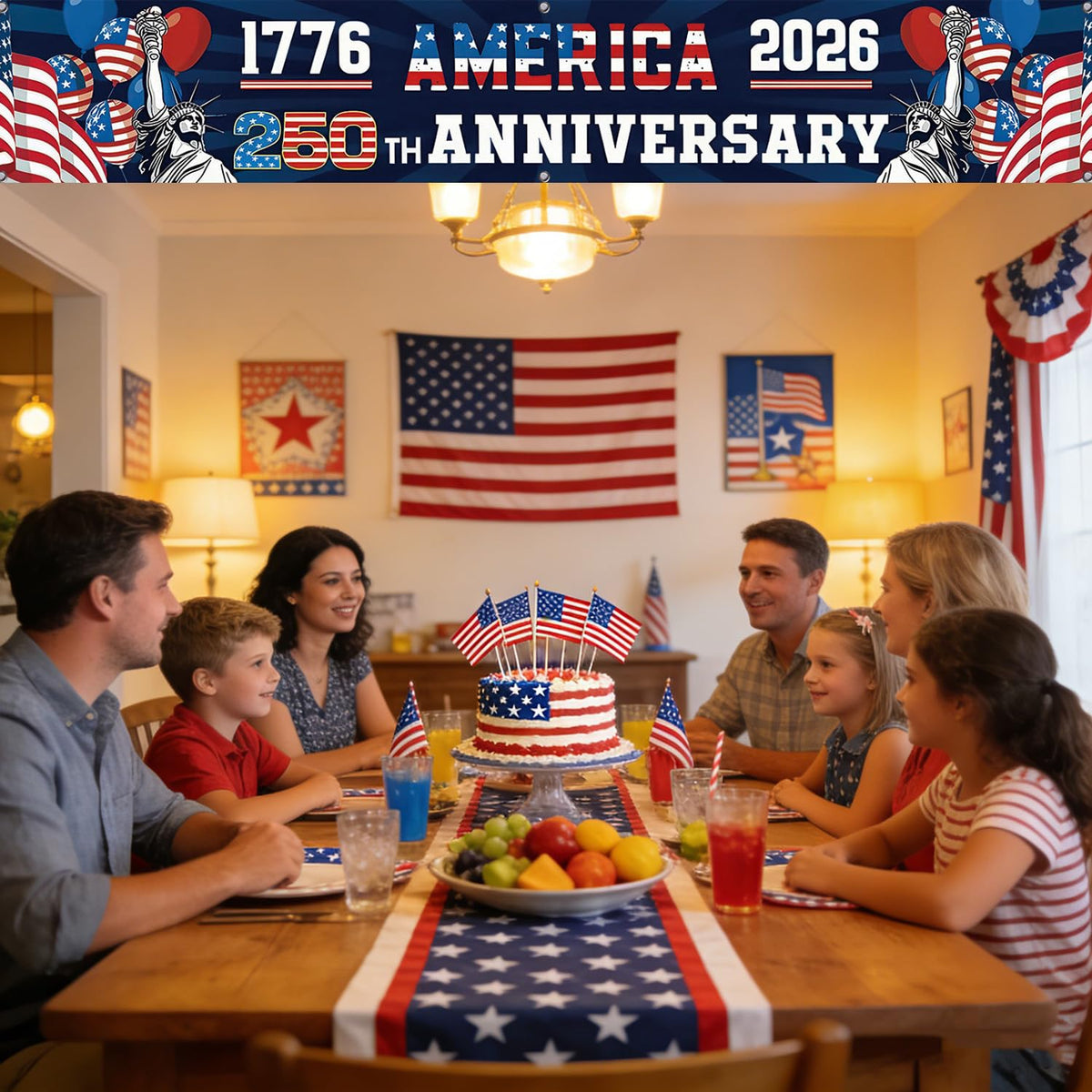 FOCUSIN 250th banner ideal for 4th of July celebrations.