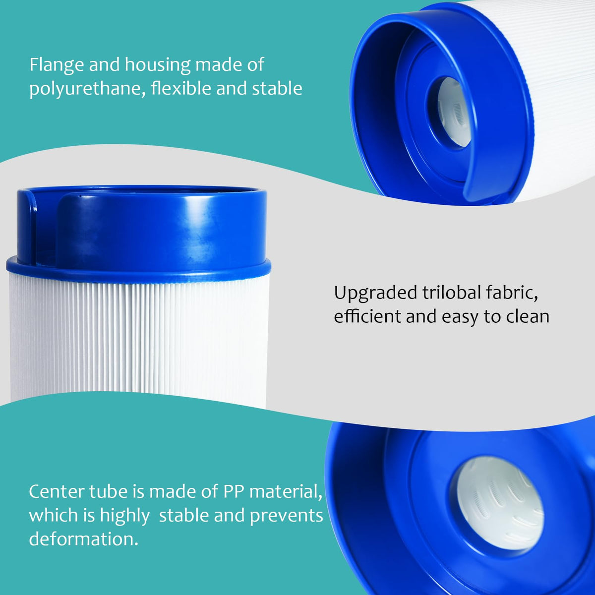 FODACEL 5020 spa filter polyurethane housing shows durable heat resistant design.