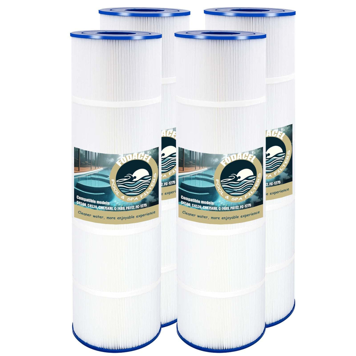 FODACEL four pack C-7489 PA112 cartridge for efficient pool filtration