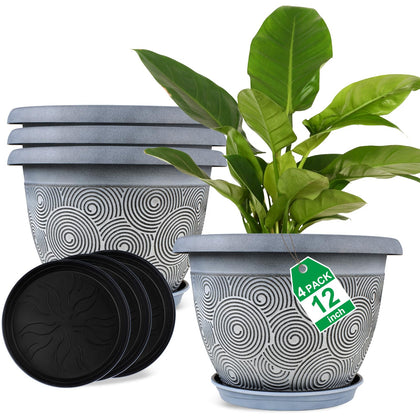 Fodetyff 12-inch planter with circle pattern for stylish indoor display.