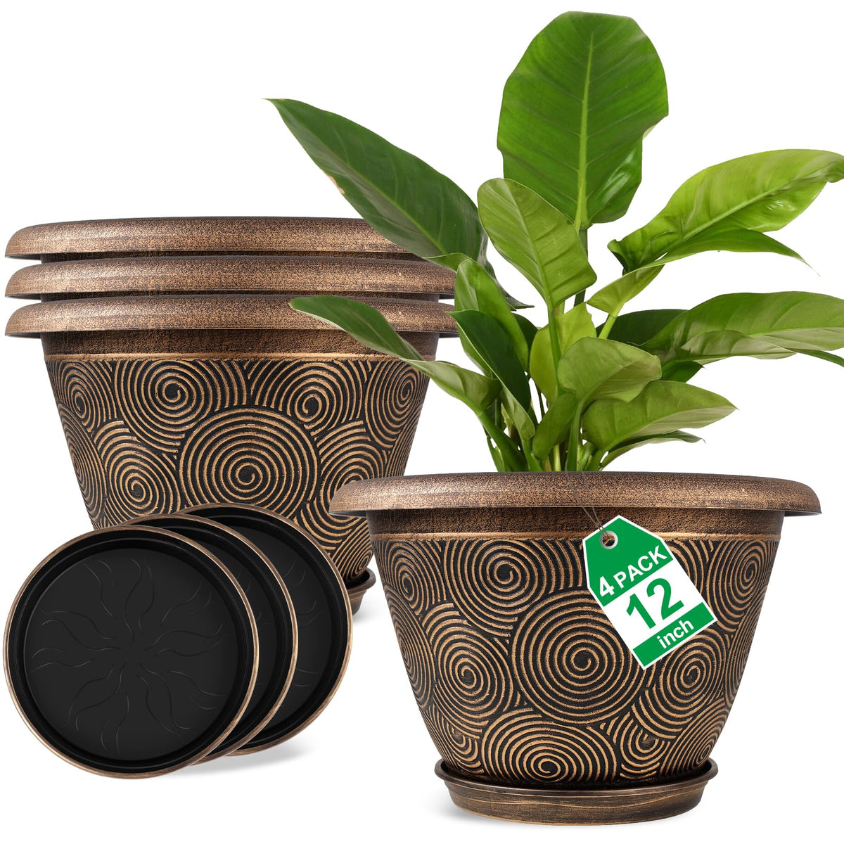 Fodetyff 12inch planter with circle pattern enhances modern indoor decor.