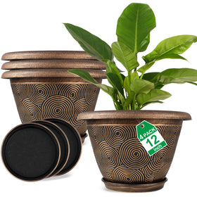 Fodetyff 12inch planter with circle pattern enhances modern indoor decor.