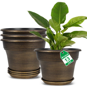 Fodetyff 13-inch dark gold planter set of four for stylish indoor or outdoor use.