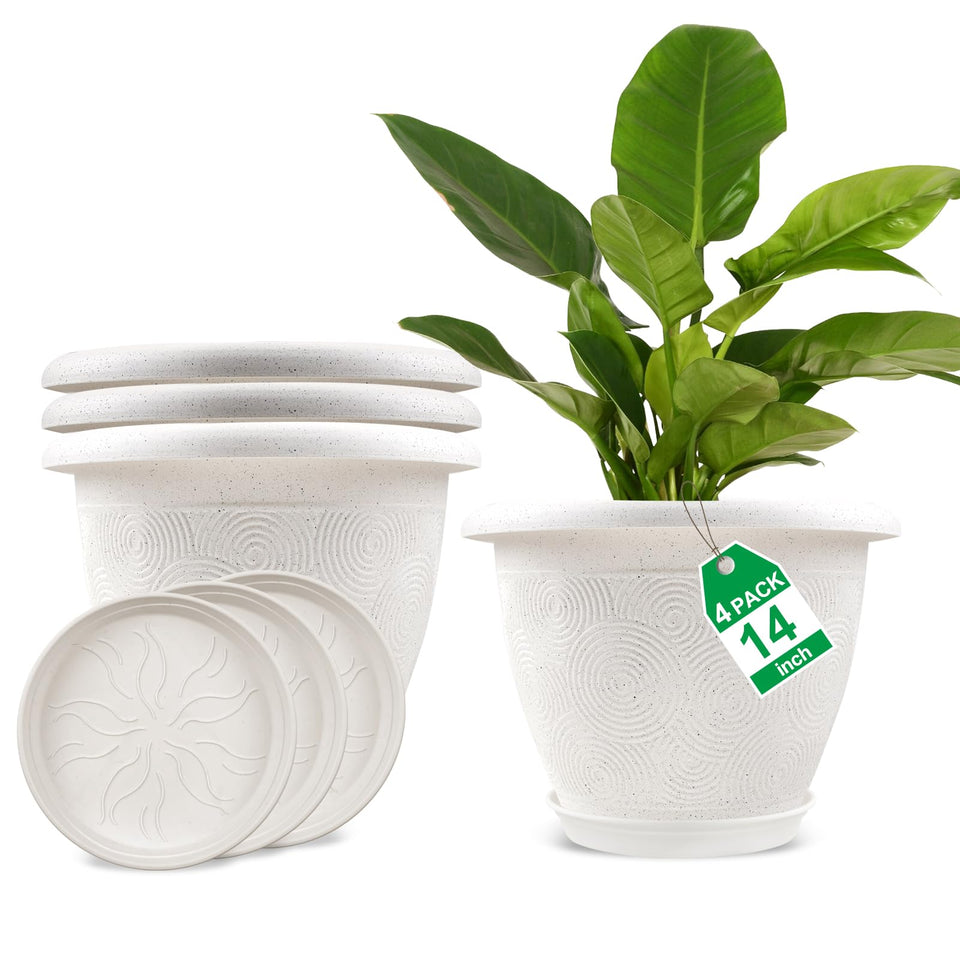 Fodetyff 14-inch planter with speckled paint adds modern indoor style.