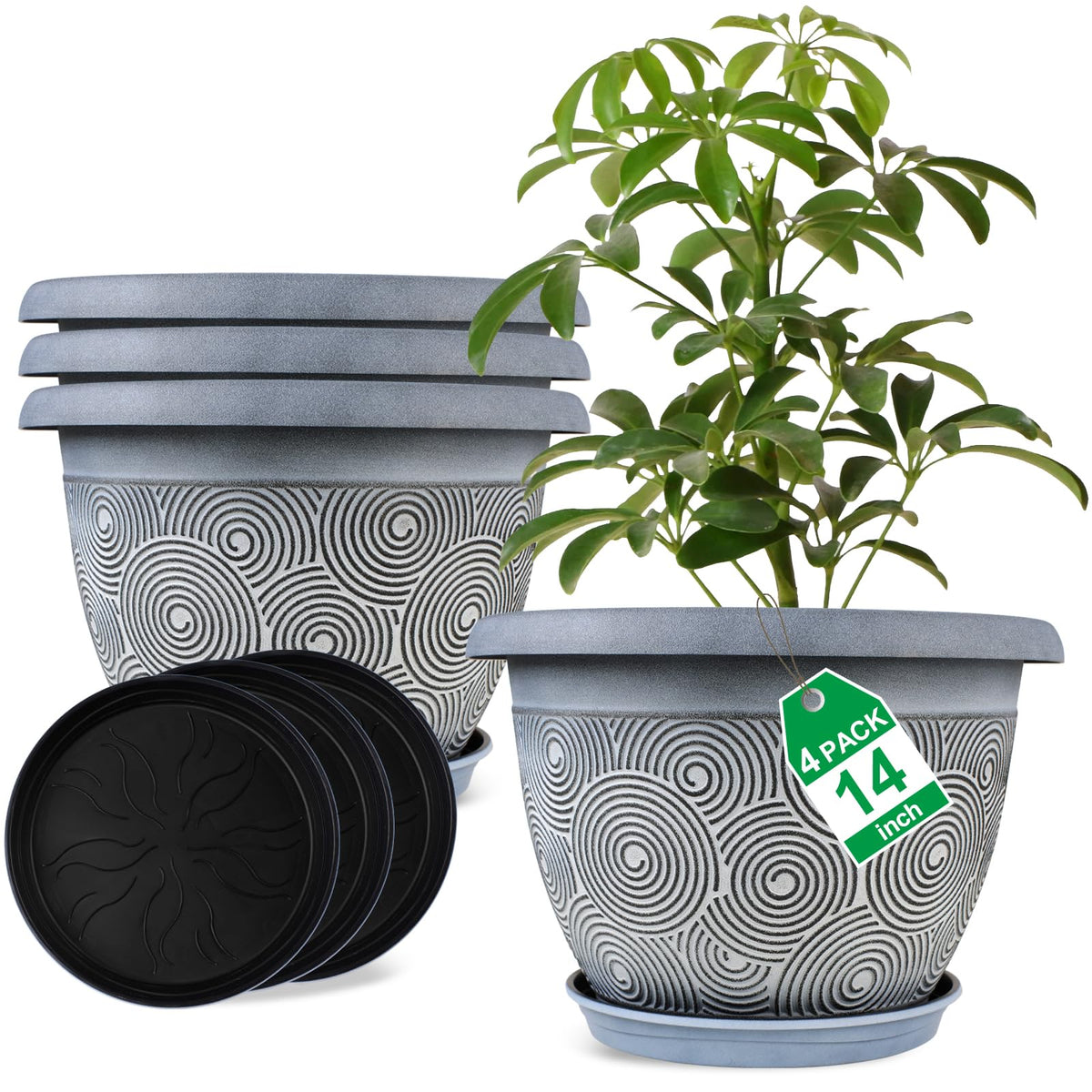 Fodetyff 14-inch planter with circle pattern adds modern flair to your space.