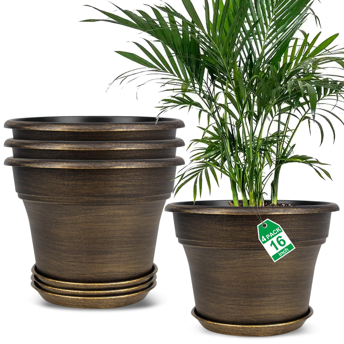 Fodetyff 16-inch plant pot in dark gold for stylish indoor display