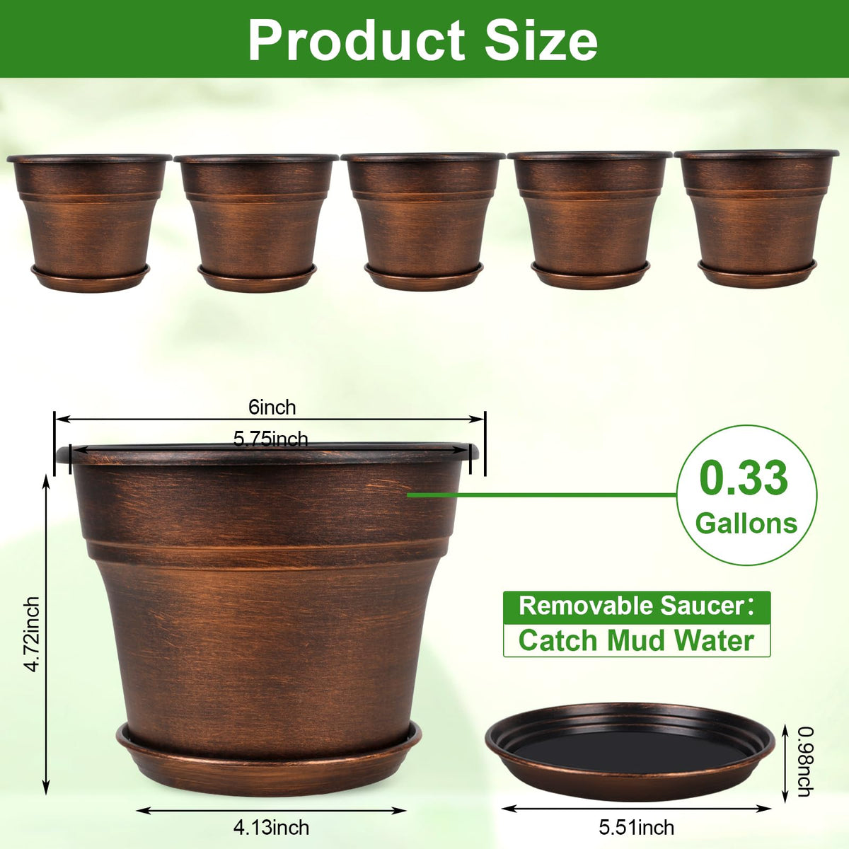 Fodetyff 6-inch planter with drainage holes for healthy indoor or outdoor watering.
