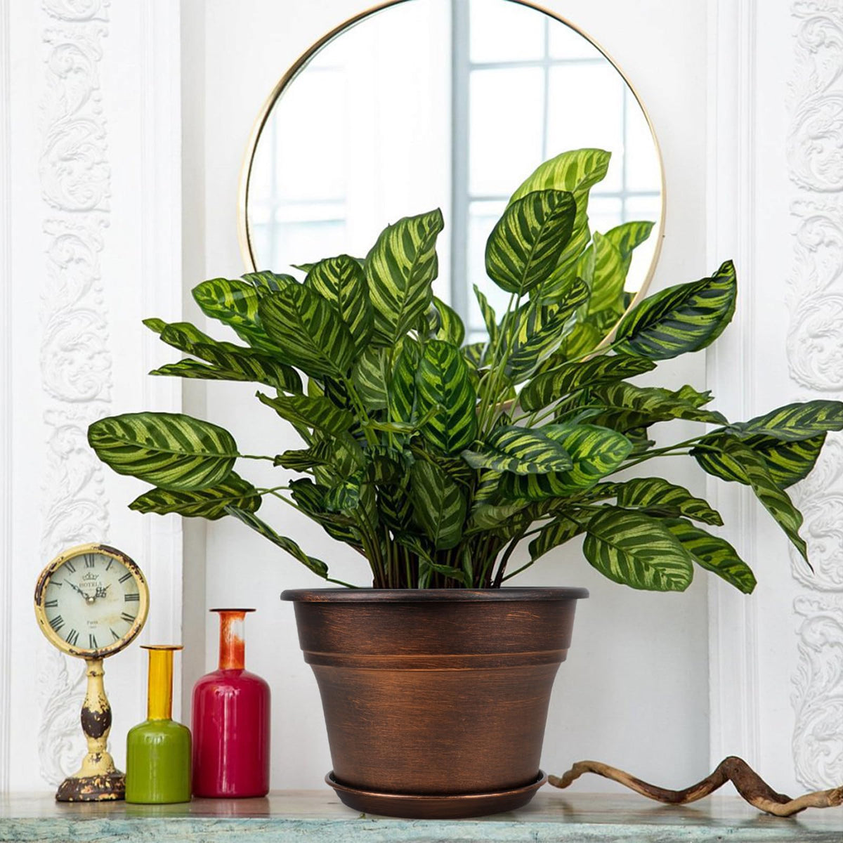Fodetyff gold 6-inch planter enhances windowsill, desk, or shelf decor.