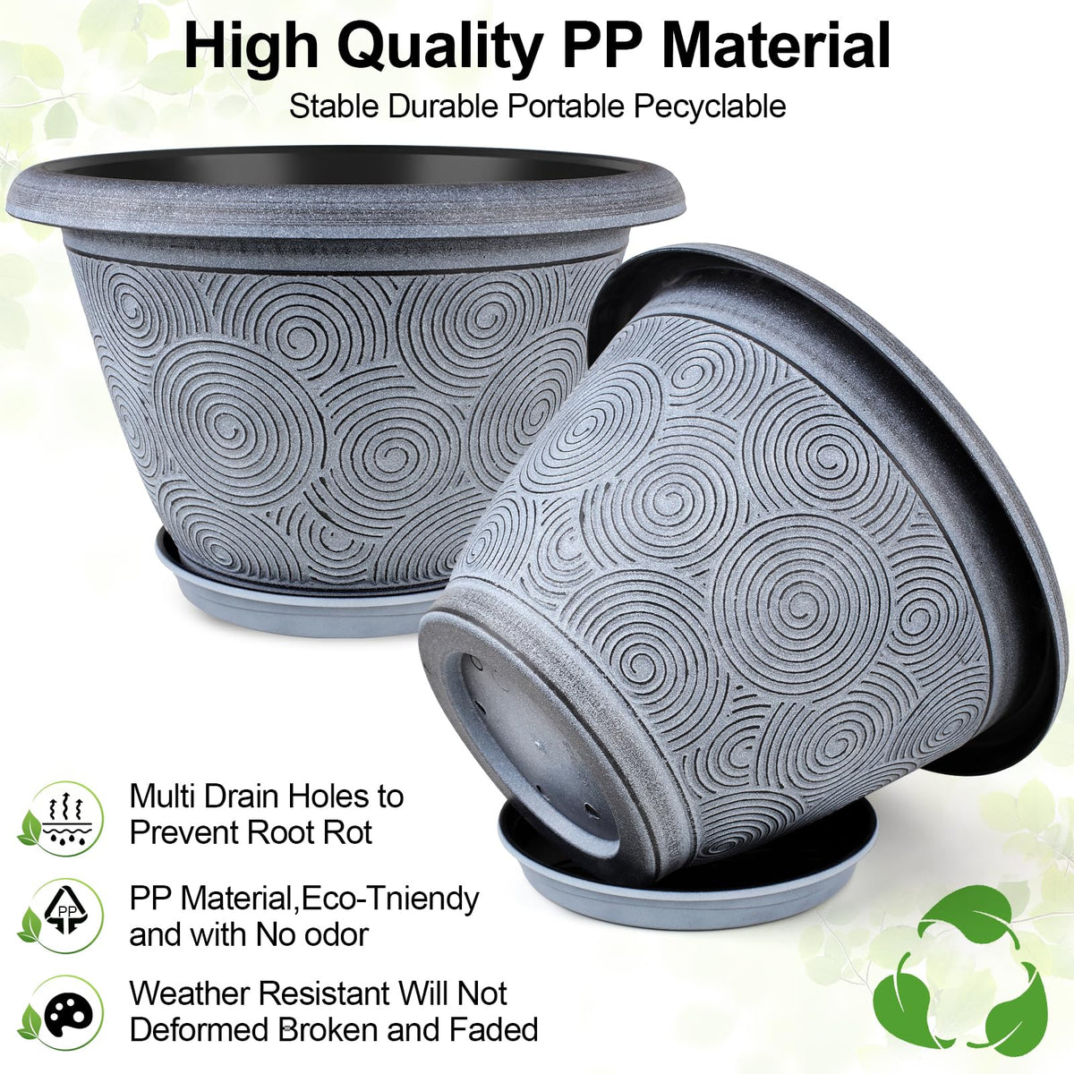 Set of four Fodetyff planters with removable saucers for mess-free use.