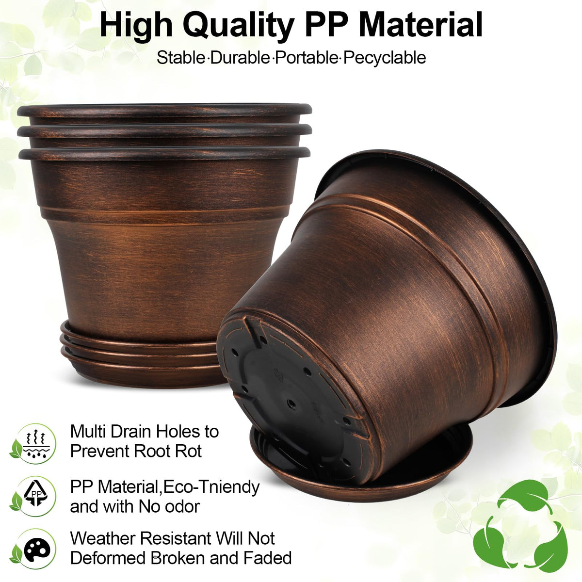 Fodetyff gold planter with rolled rim for easy lifting and placement.