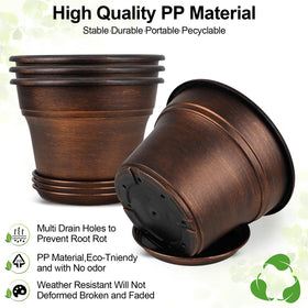 Fodetyff gold planter with rolled rim for easy lifting and placement.