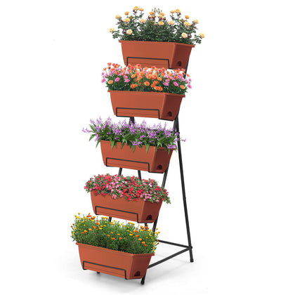 Fogein 5-Tier vertical garden bed frame supports durable outdoor planting