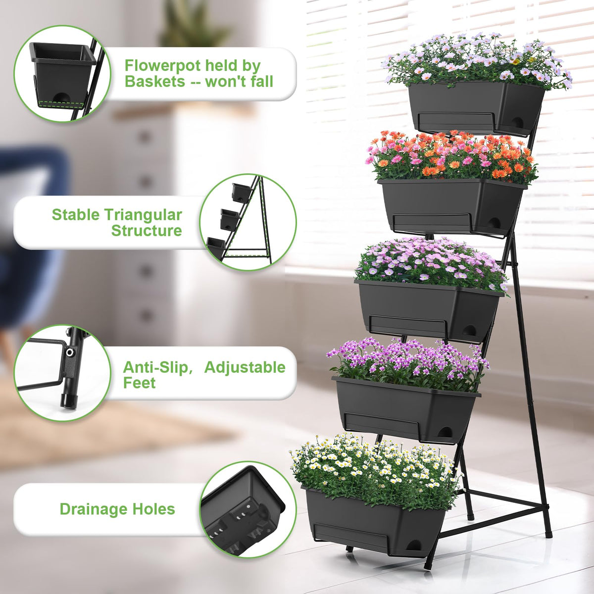 Fogein vertical planter suits indoor and outdoor spaces for herbs and vegetables.