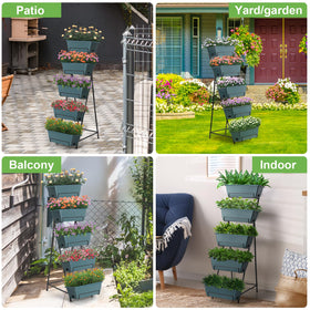 Fogein sturdy all-metal-frame supports multiple planter boxes securely.