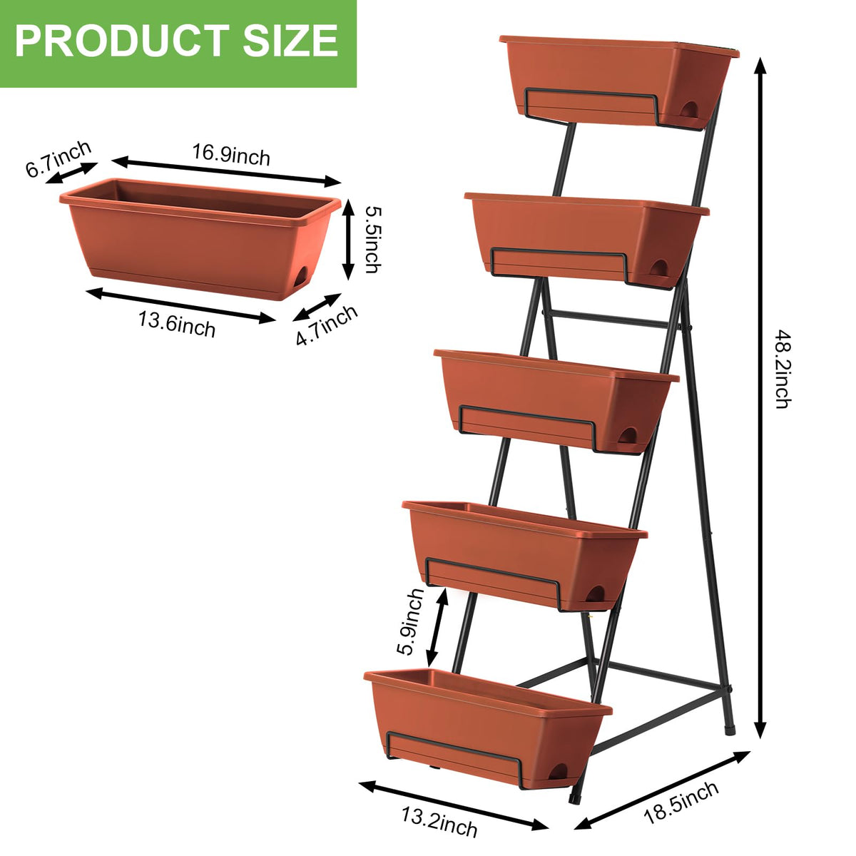 Layered design with staggered pots for optimal sunlight
