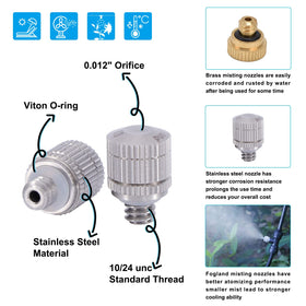 Fogland misting nozzle with 10/24 UNC thread for versatile compatibility