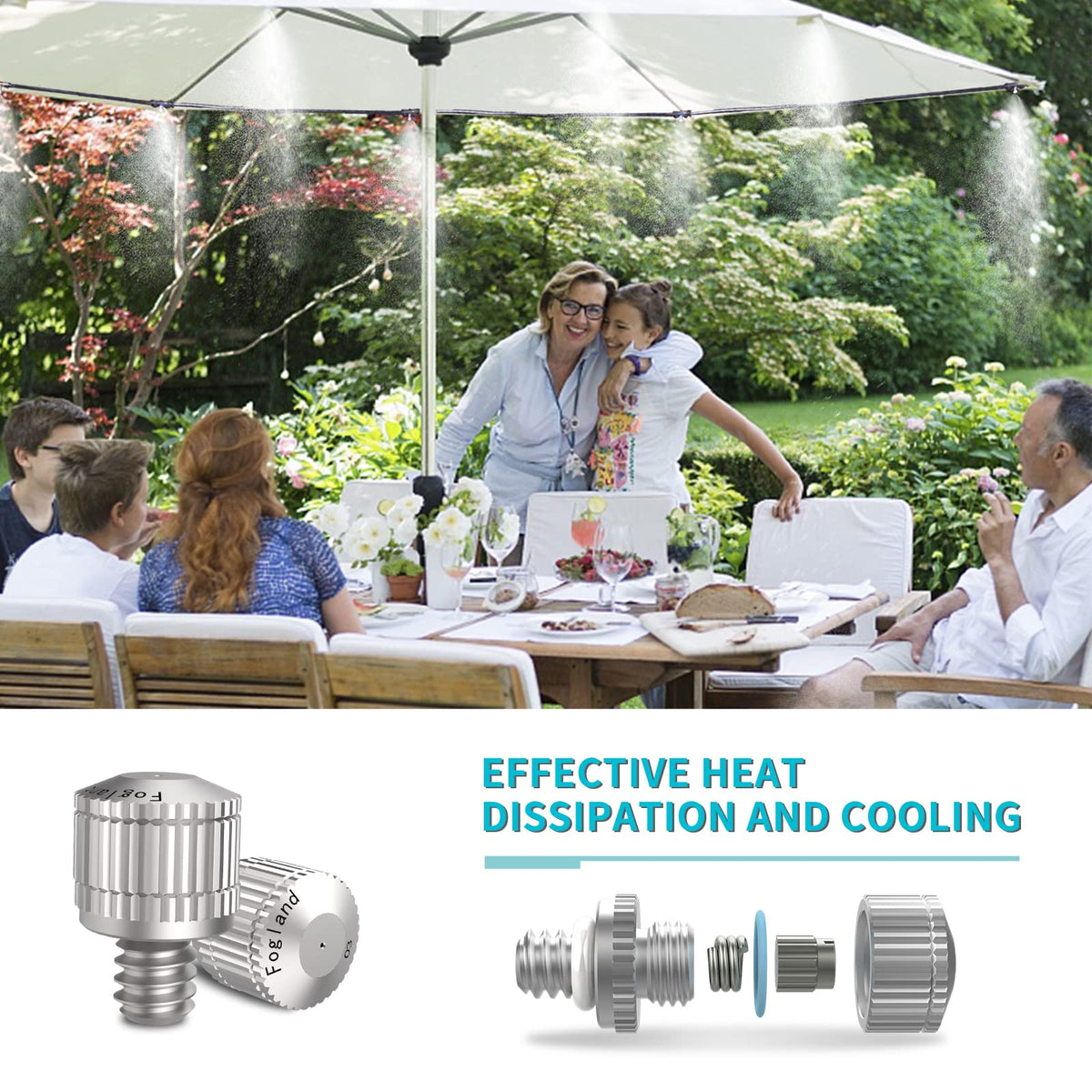 Fogland misting nozzle anti-clogging design maintains steady spray