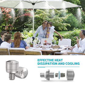 Fogland misting nozzle anti-clogging design maintains steady spray