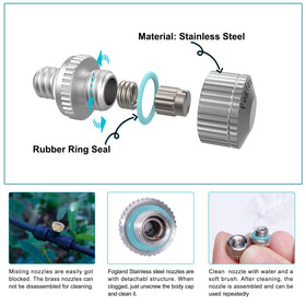 Fogland misting nozzle stainless steel body offers corrosion resistance