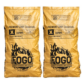 FOGO premium hardwood lump charcoal bag with large pieces for quick grilling