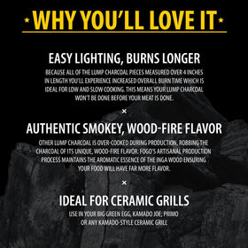 FOGO versatile charcoal compatible with grills and smokers