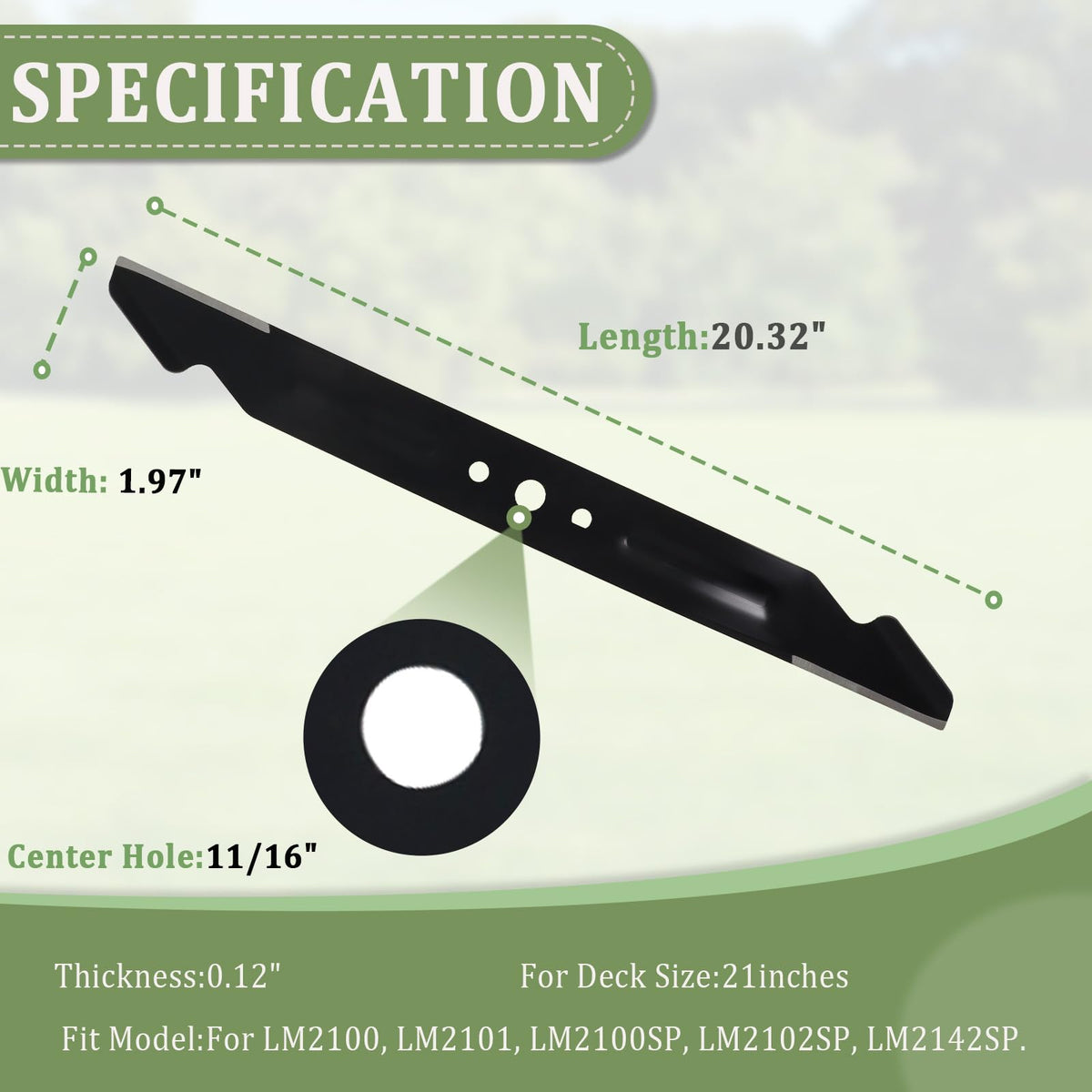 Foifatt AB2100 21-inch blade enabling side discharge on LM2100 LM2101 models.