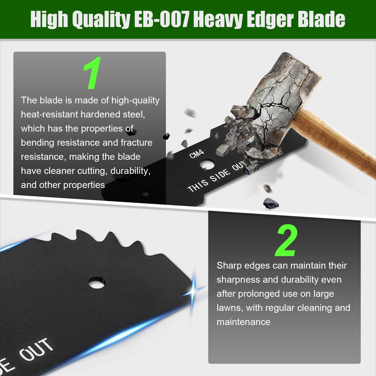 Foifatt EB-007 hardened-steel edger blade for cleaner cuts.