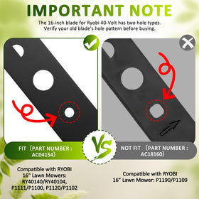 Foifatt Ryobi-compatible 16in blade for P1111/P1100 enables versatile mowing.