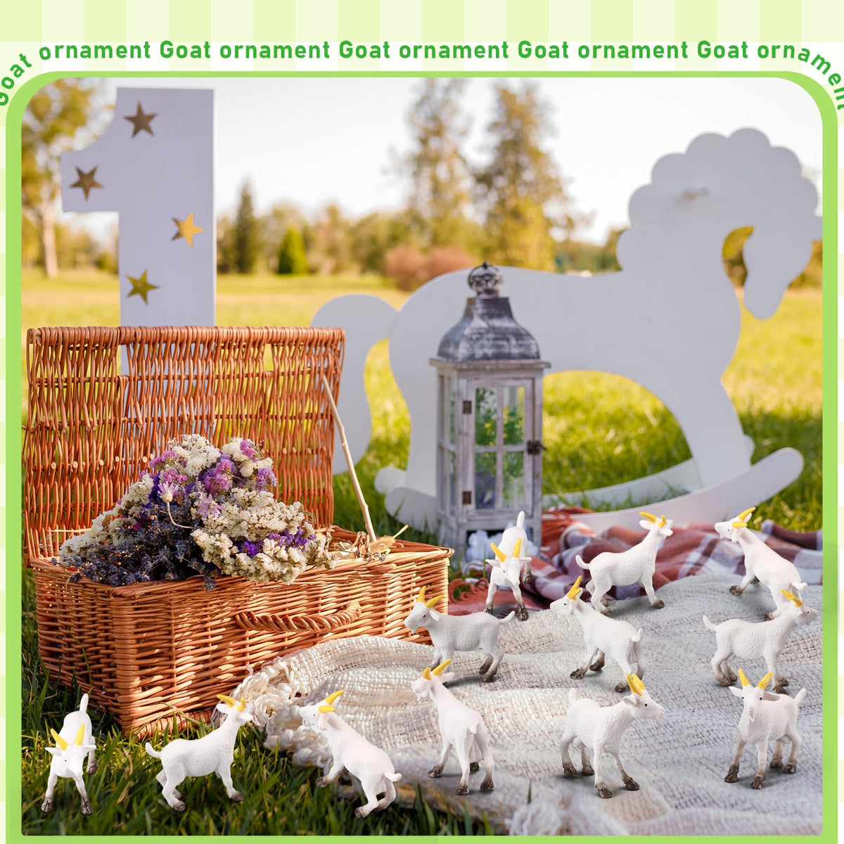 Foilswirl goat mini statue for bonsai or terrarium accents enhances plant displays.