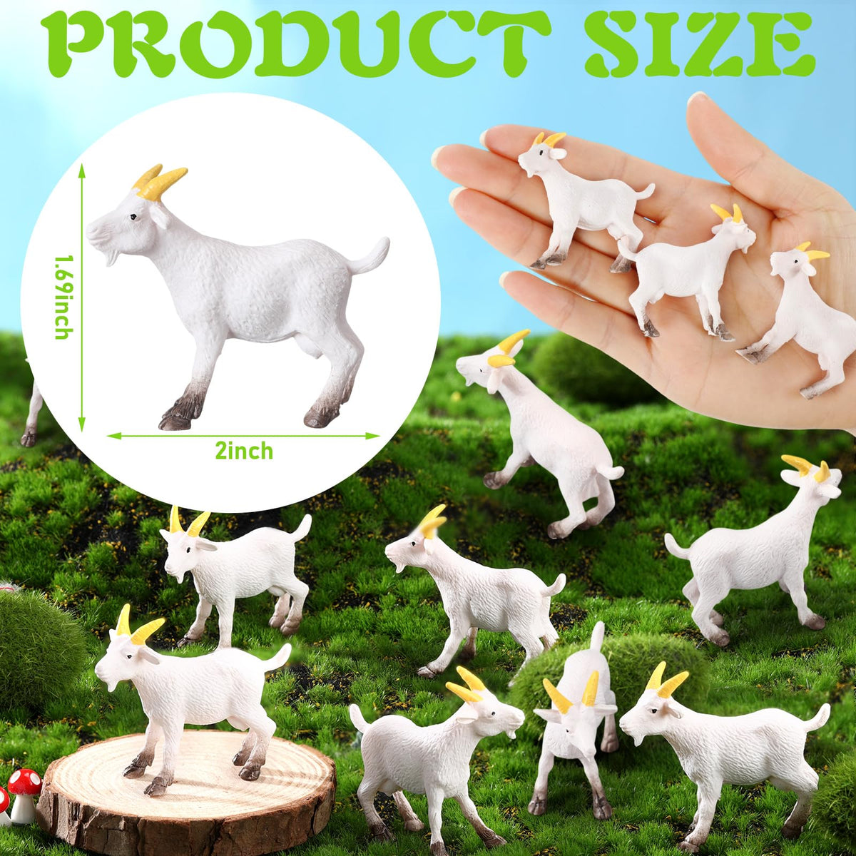 Foilswirl resin goat figurine is ideal for dollhouses and desk decor.