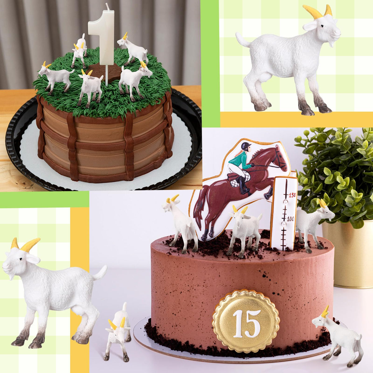 Foilswirl goat mini figure serves as cake topper and craft embellishment.