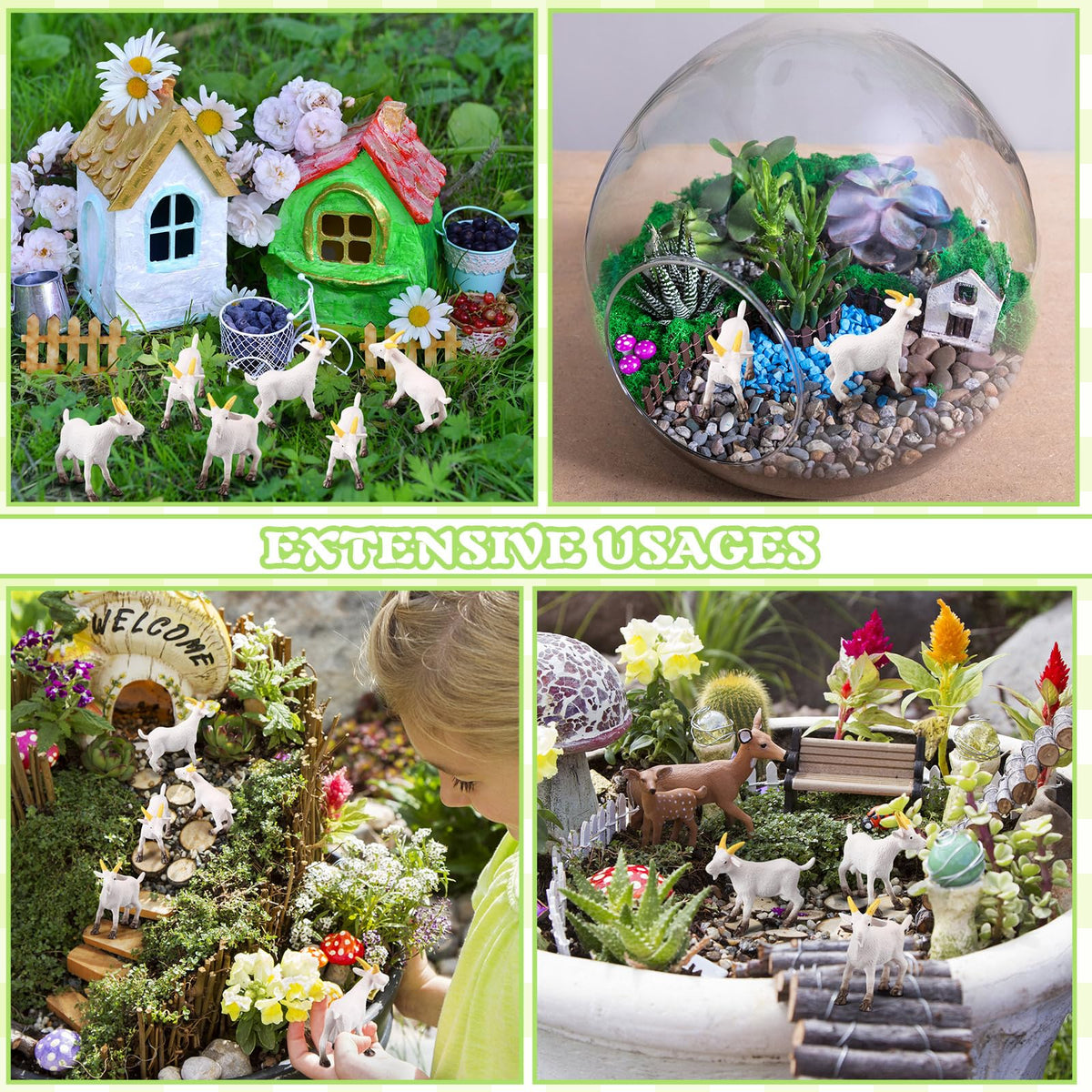 Foilswirl 50-piece goat figurines set provides versatile decor for DIY projects.