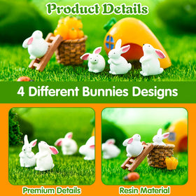 FOIMAS bunny figures four poses shown to create dynamic garden layouts
