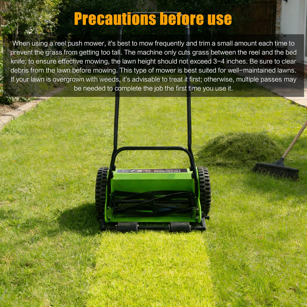 Folconroad sharp blades deliver clean cuts with minimal effort for manual mowing.
