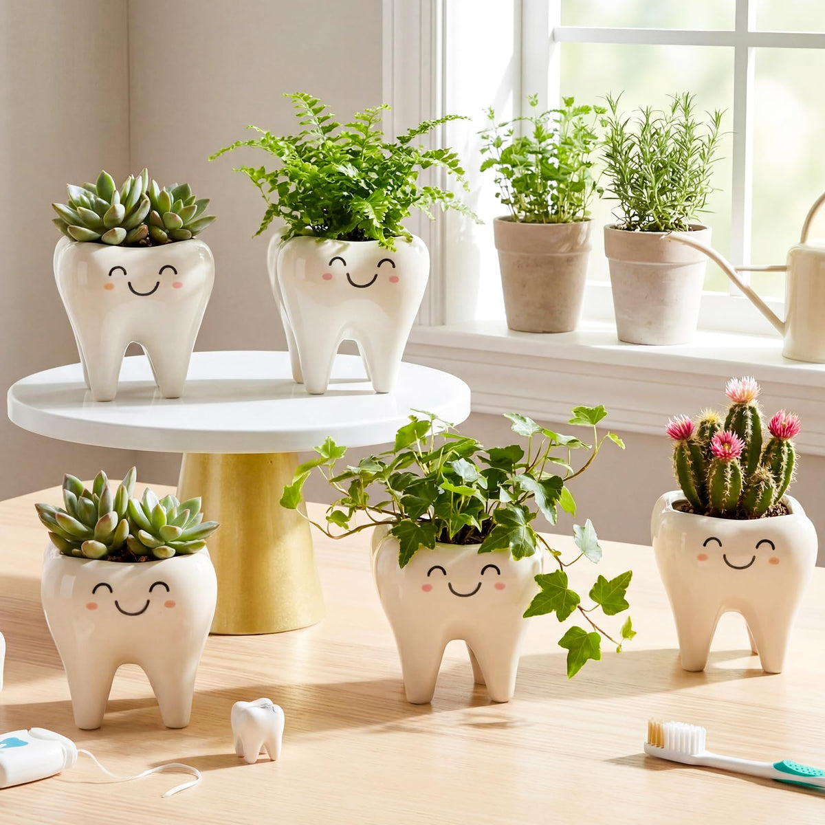 FoldTier tooth-shaped planter in reception area adds modern charm