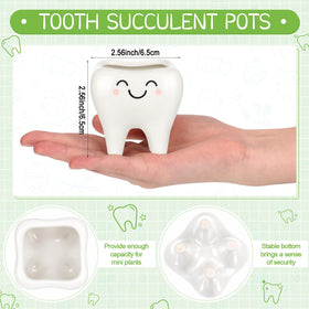 FoldTier white tooth-shaped planter adds playful decor to dental offices.