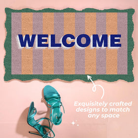 Folkulture Front Porch Decor Door Mat Welcomes guests stylishly.
