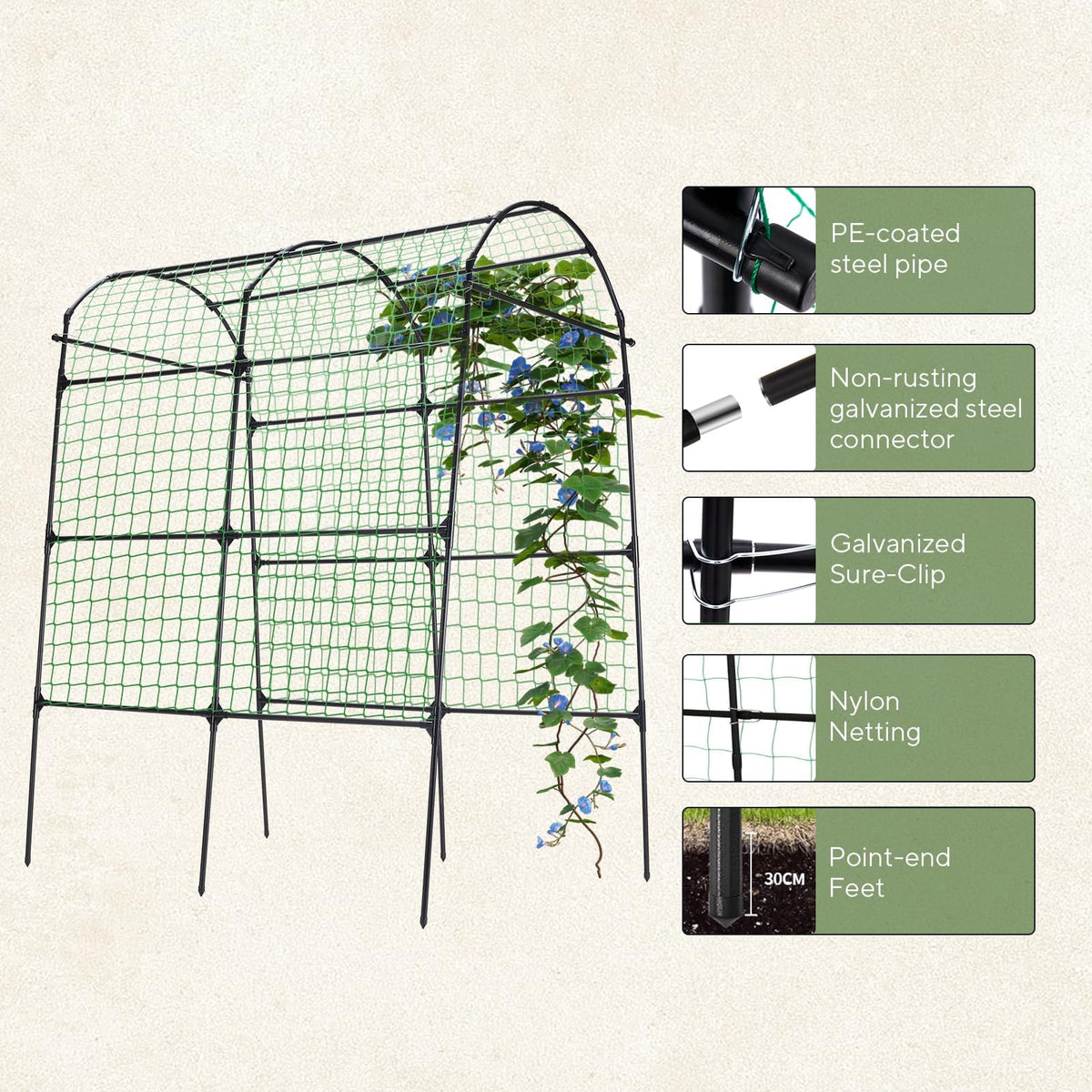 FOLLOOK easy assembly garden arch ready for quick setup