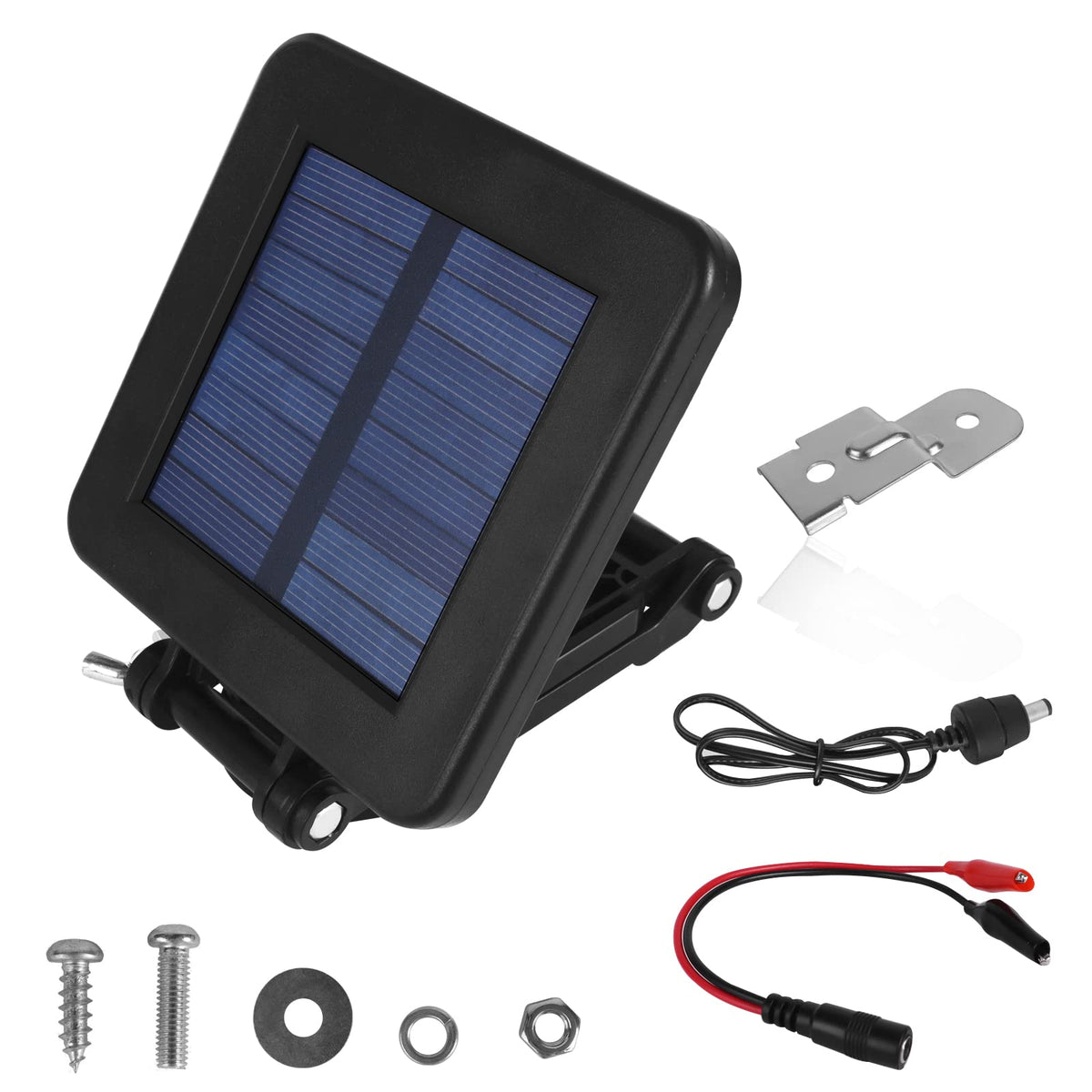 folwerpk 6V solar panel installed on a deer feeder showing setup for improved outdoor charging.