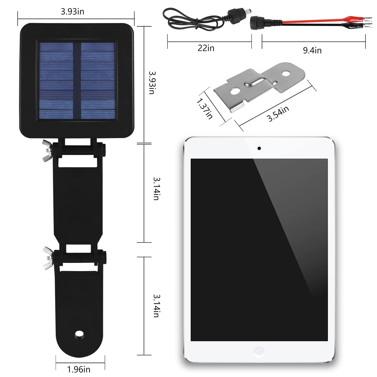 folwerpk solar panel with alligator clips ready for quick field connections.