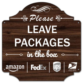 Folyming Please Leave Packages In The Box Sign front view guides couriers to leave parcels.