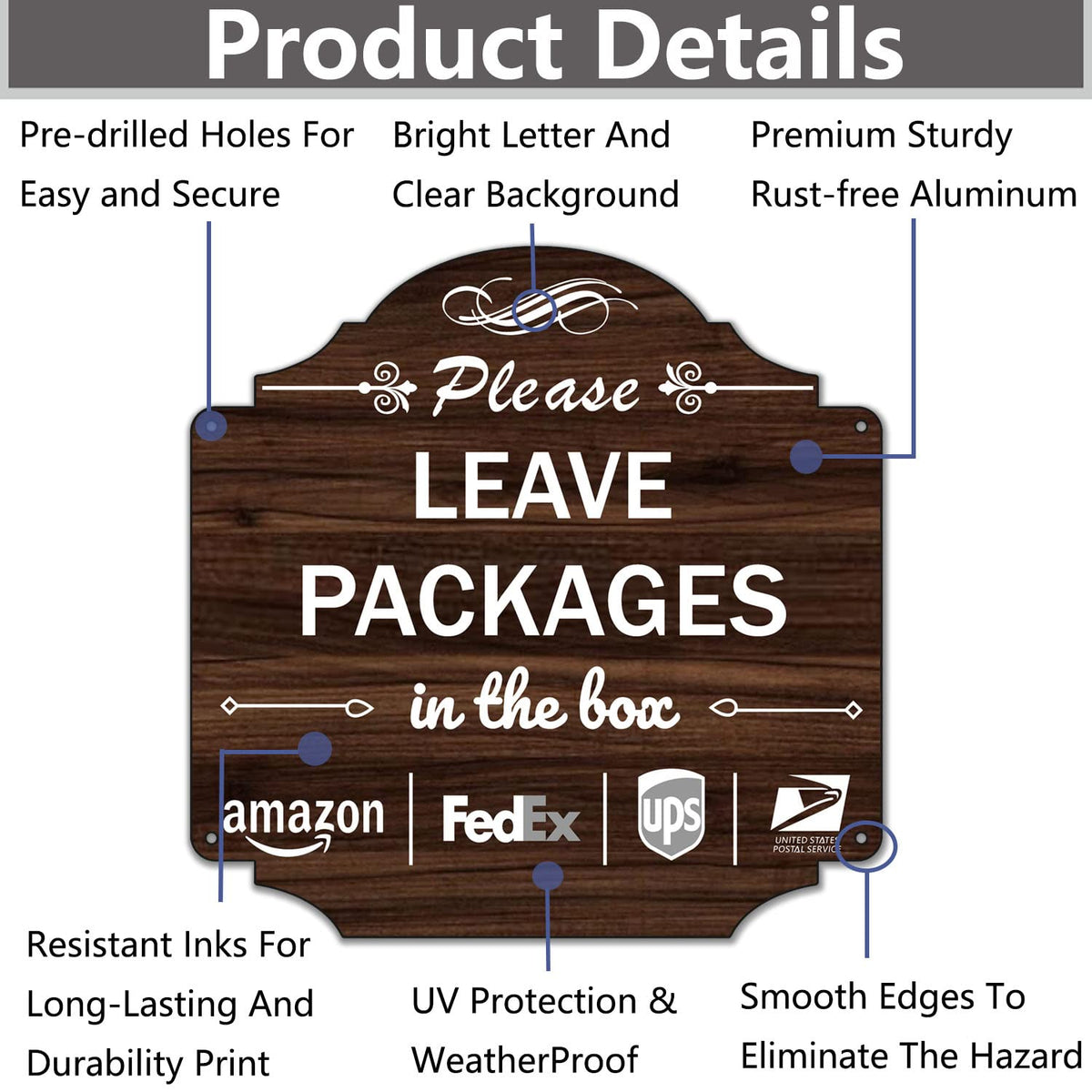 Folyming woodgrain pattern aluminum sign adds curb appeal and durability.