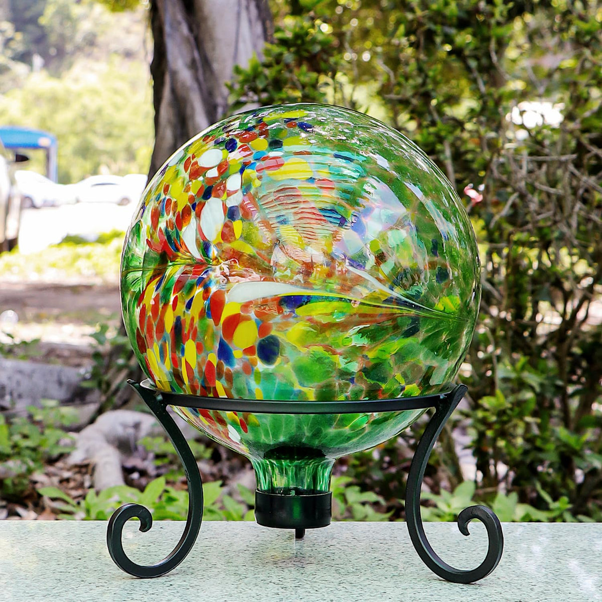 Folytiy sturdy stand suits gazing balls, birdbaths, or fairy gardens.