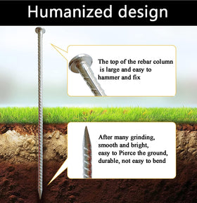 FOMMEN rebar stake with threaded ground anchor for strong soil grip.