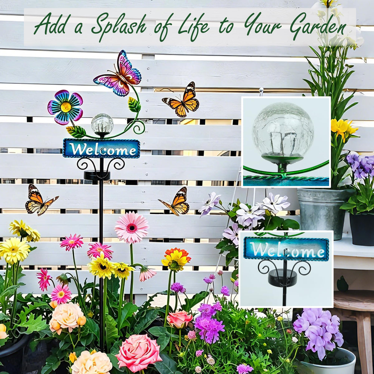 FOMOMDI solar butterfly stake light in garden for eco friendly ambience