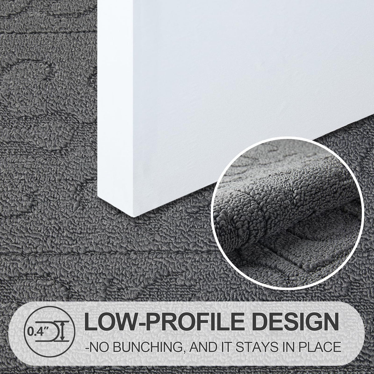 FONEYI door mat with non-slip backing stays put on dry floors