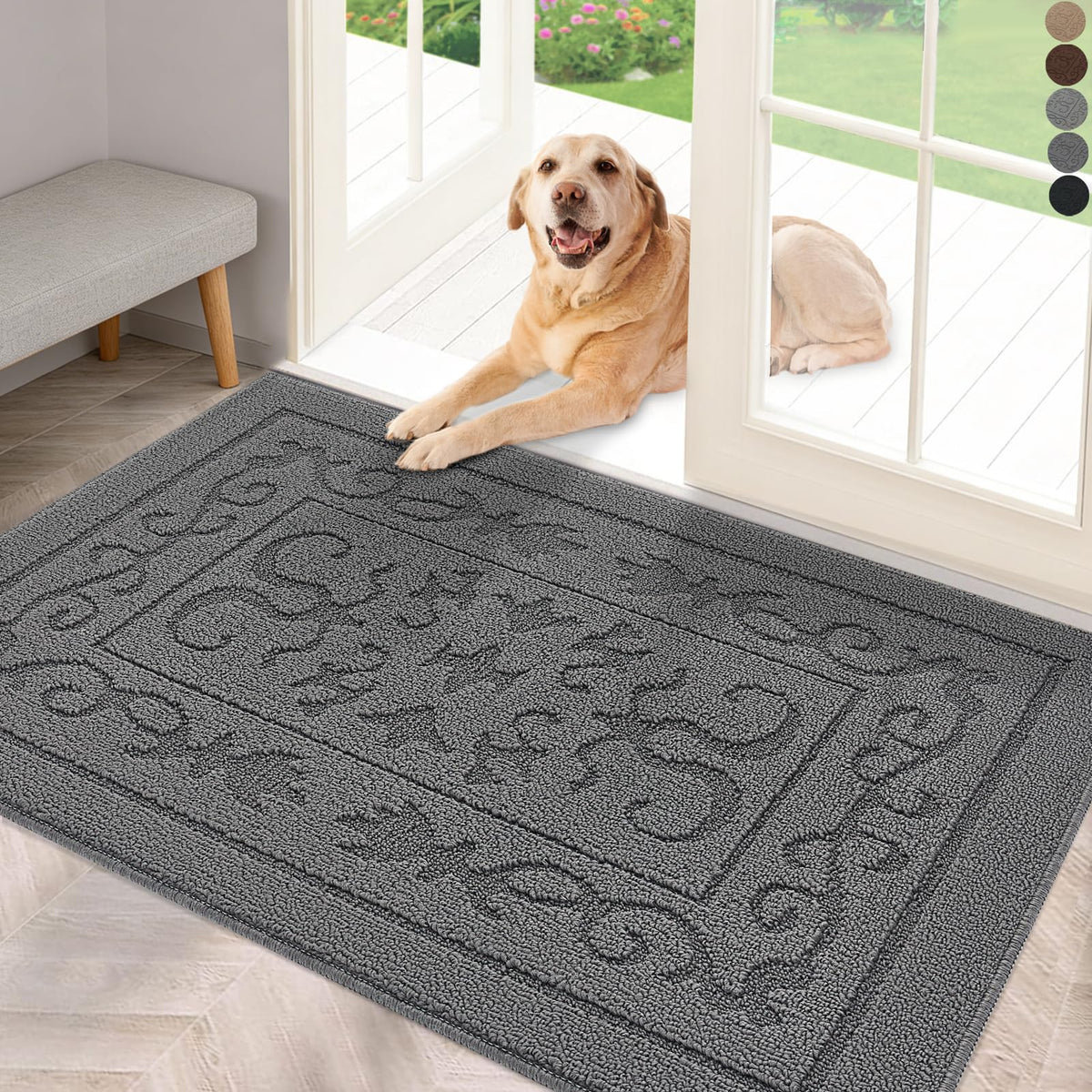 FONEYI indoor door mat with dirt-trap focus keeps entryway floors clean