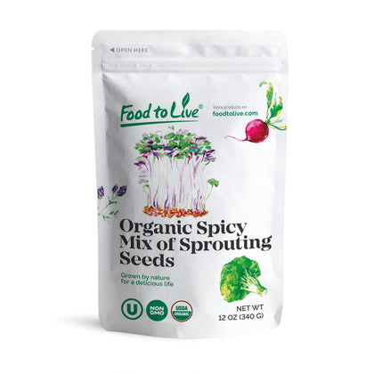 Food to Live spicy mix sprouts in bottle for convenient home germination